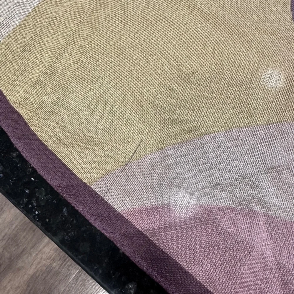BYTU Milano Silk Scarf Geometric Floral Purple‎ Pink Whimsigoth Fairygrunge